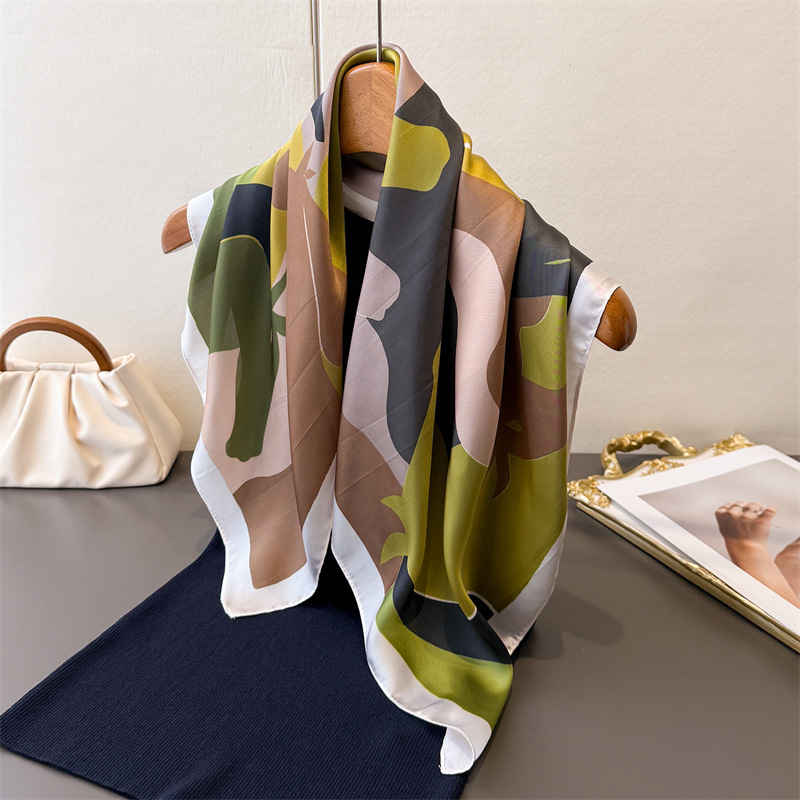 Silk Scarf Square - 2026 新しい女性スクエアスカーフ模造シルク花柄ネッカチーフバンダナ女性ショールスカーフラップヘッドヘアバンドネクタイ