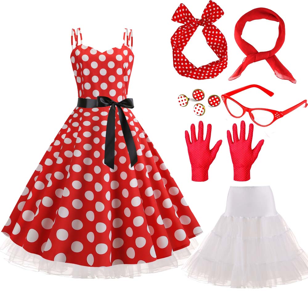 Women'S Accessories In The 1950S - 1950 年代 60 年代カーニバル衣装セット女性水玉 1950 年代ドレス衣装