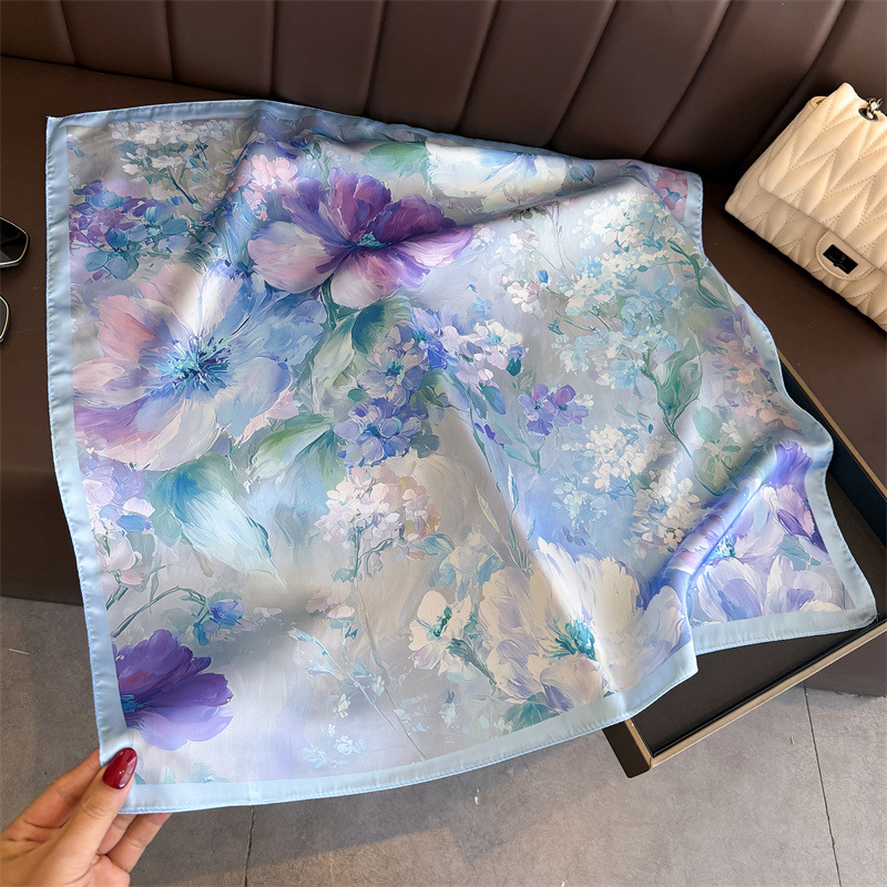 2026年新作 花柄プリント シルク スクエアスカーフ レデ - Silk Scarf Square のレビューと価格