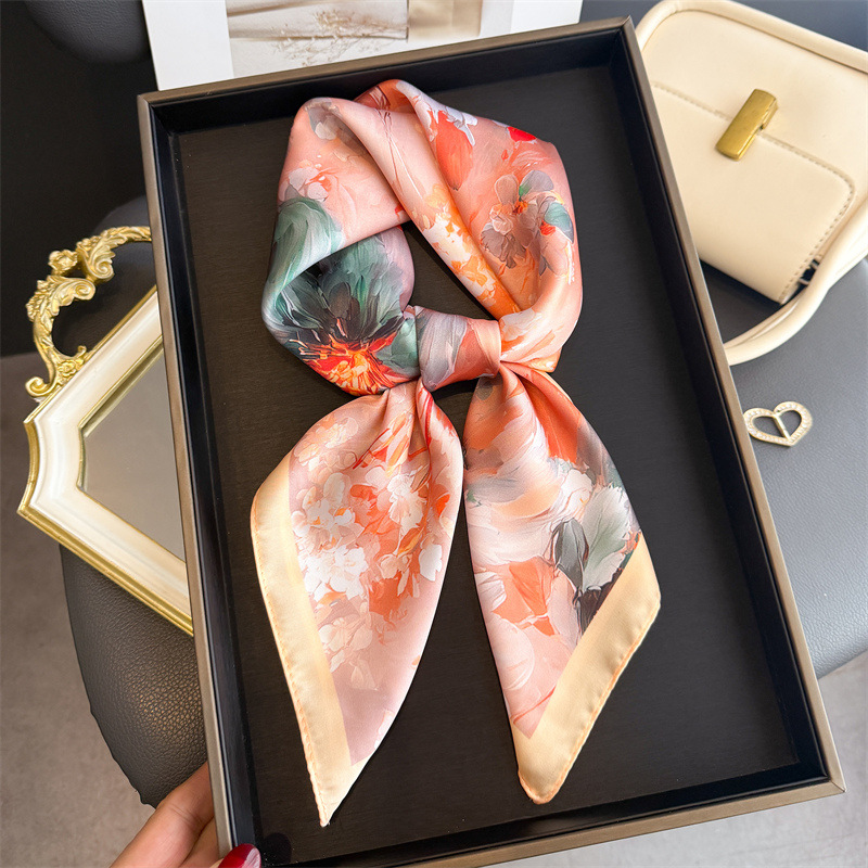 2026年新作 花柄プリント シルク スクエアスカーフ レデ - Silk Scarf Square のレビューと価格