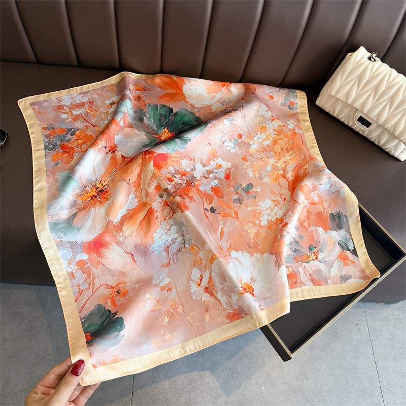 2026年新作 花柄プリント シルク スクエアスカーフ レデ - Silk Scarf Square のレビューと価格