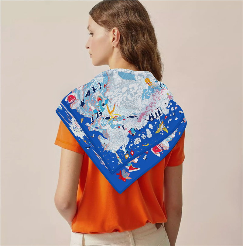 Pobingツイルシルクスカーフ女性ユーロ馬印刷正方形のスカ - Silk Scarf Square のレビューと価格