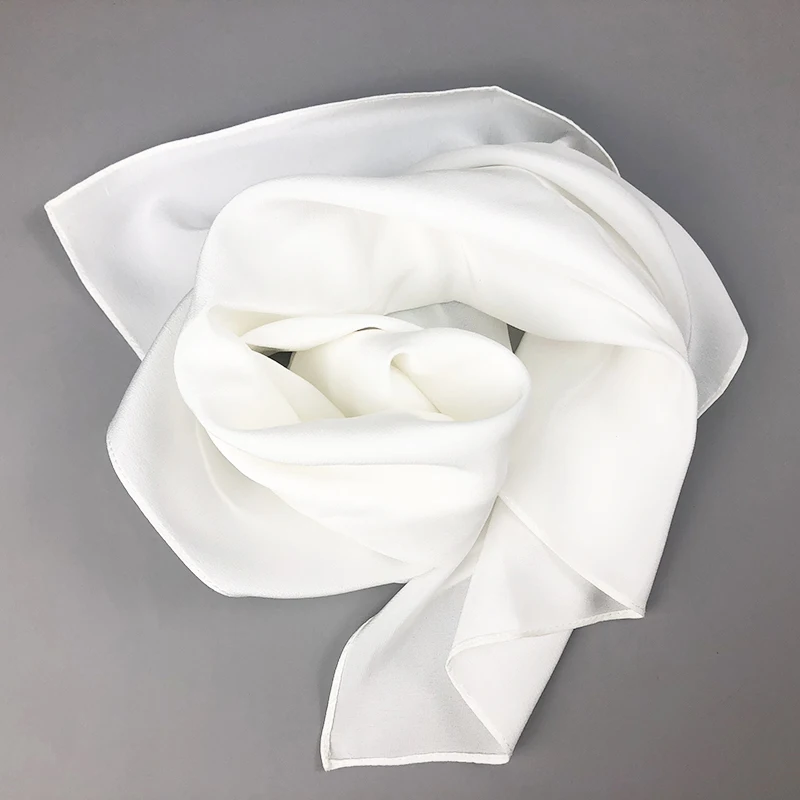 新しい女性シルクスカーフスクエアネックショールレディホワイト - Silk Scarf Square のレビューと価格