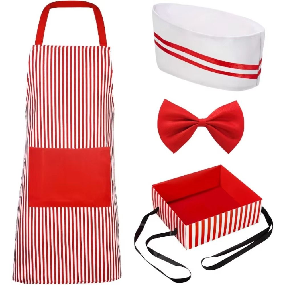 カーニバルサーカスウェイターコスプレエプロン帽子付き赤と白の - Women Kitchen Accessories のレビューと価格