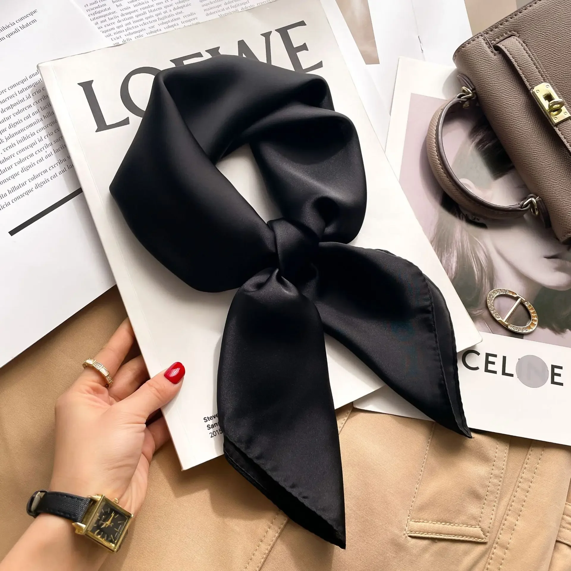 70 センチメートルソリッドカラーネッカチーフヒジャブスカー - Silk Scarf Square のレビューと価格
