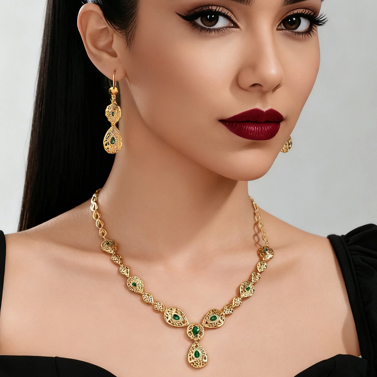 9999ゴールドドリップセット - 中東ドバイの花嫁用ジュエ - Women Accessories Dubai のレビューと価格