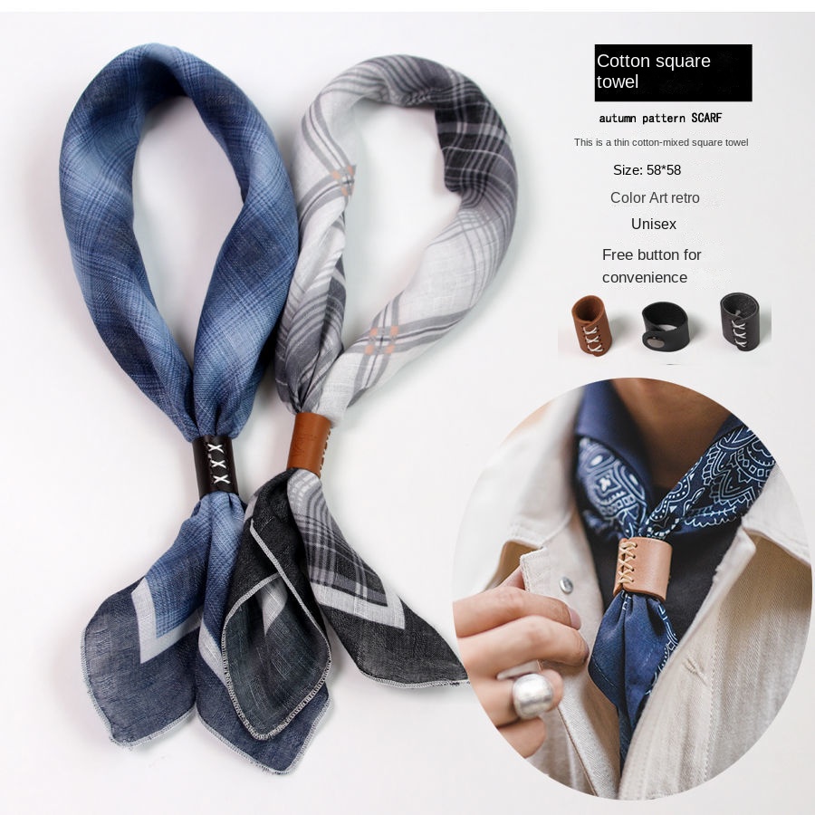 メンズスクエアスカーフ,ボタン付きコットンとリネンのスカーフ - Silk Scarf Square のレビューと価格