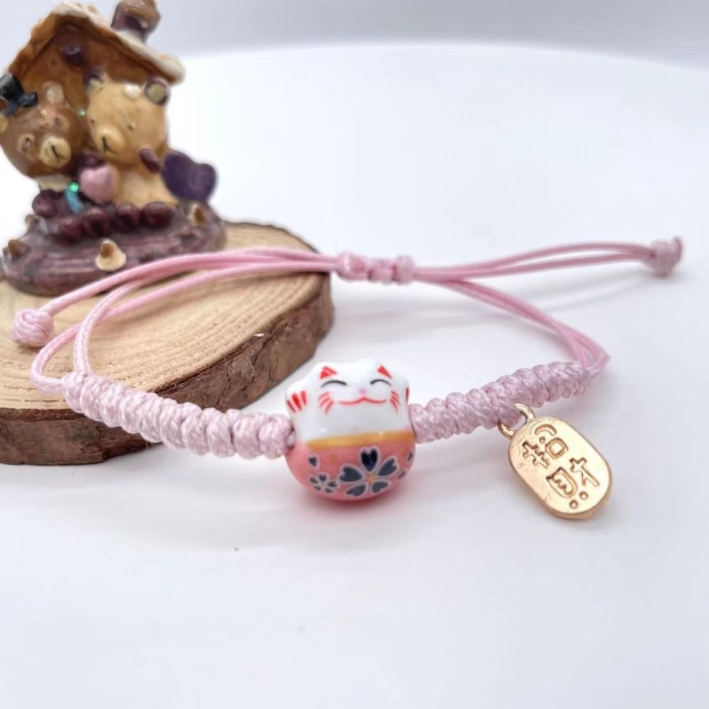 セラミック猫ペンダント招き猫ブレスレットハンドロープ中国風赤 - Women'S Red Accessories のレビューと価格