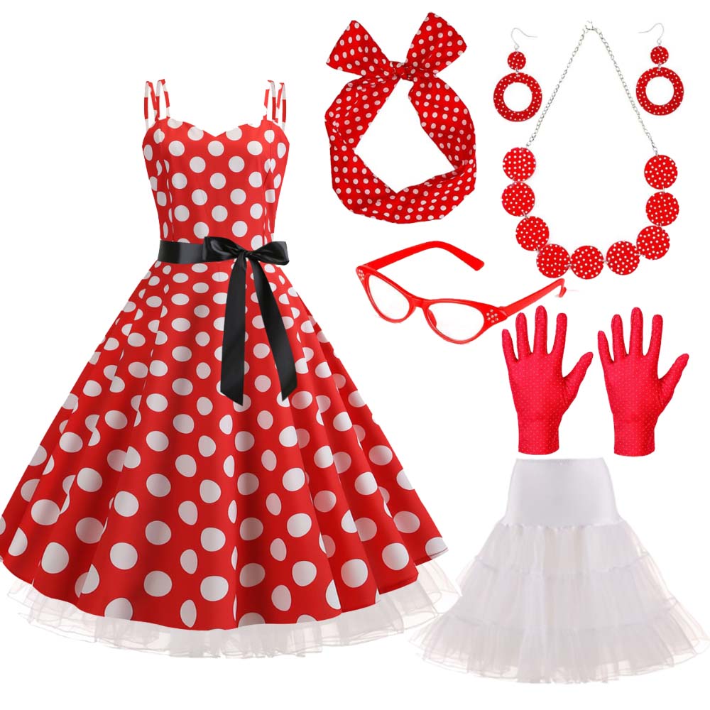 1950 年代 60 年代カーニバル衣装セット女性水玉 19 - Women'S Accessories In The 1950S のレビューと価格