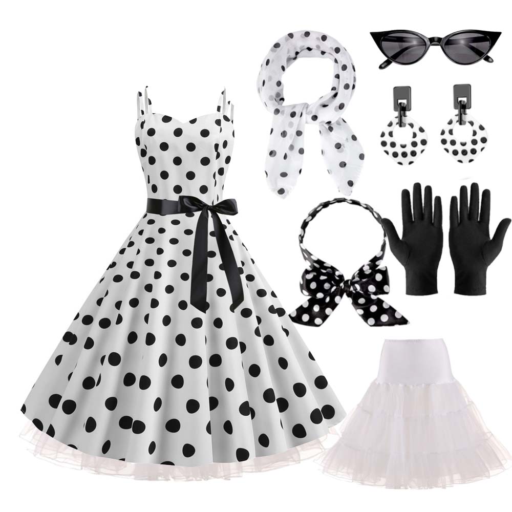 1950 年代 60 年代カーニバル衣装セット女性水玉 19 - Women'S Accessories In The 1950S のレビューと価格