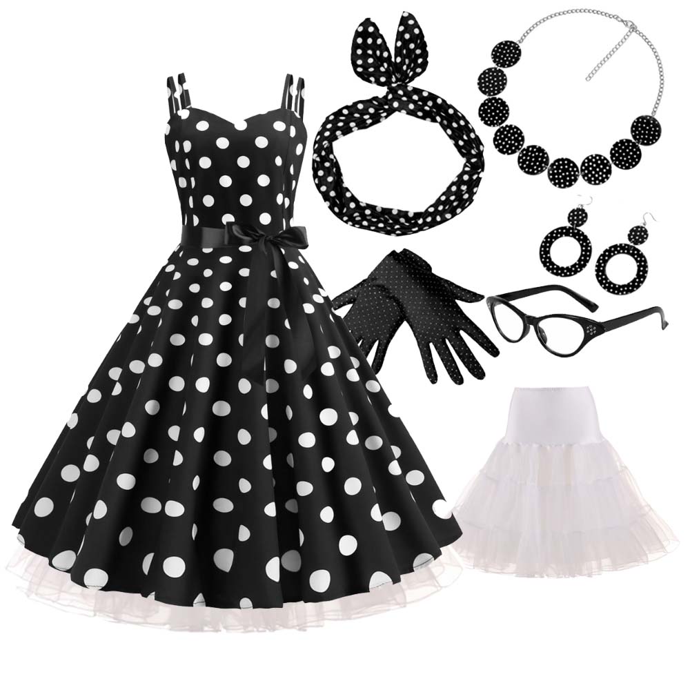 1950 年代 60 年代カーニバル衣装セット女性水玉 19 - Women'S Accessories In The 1950S のレビューと価格
