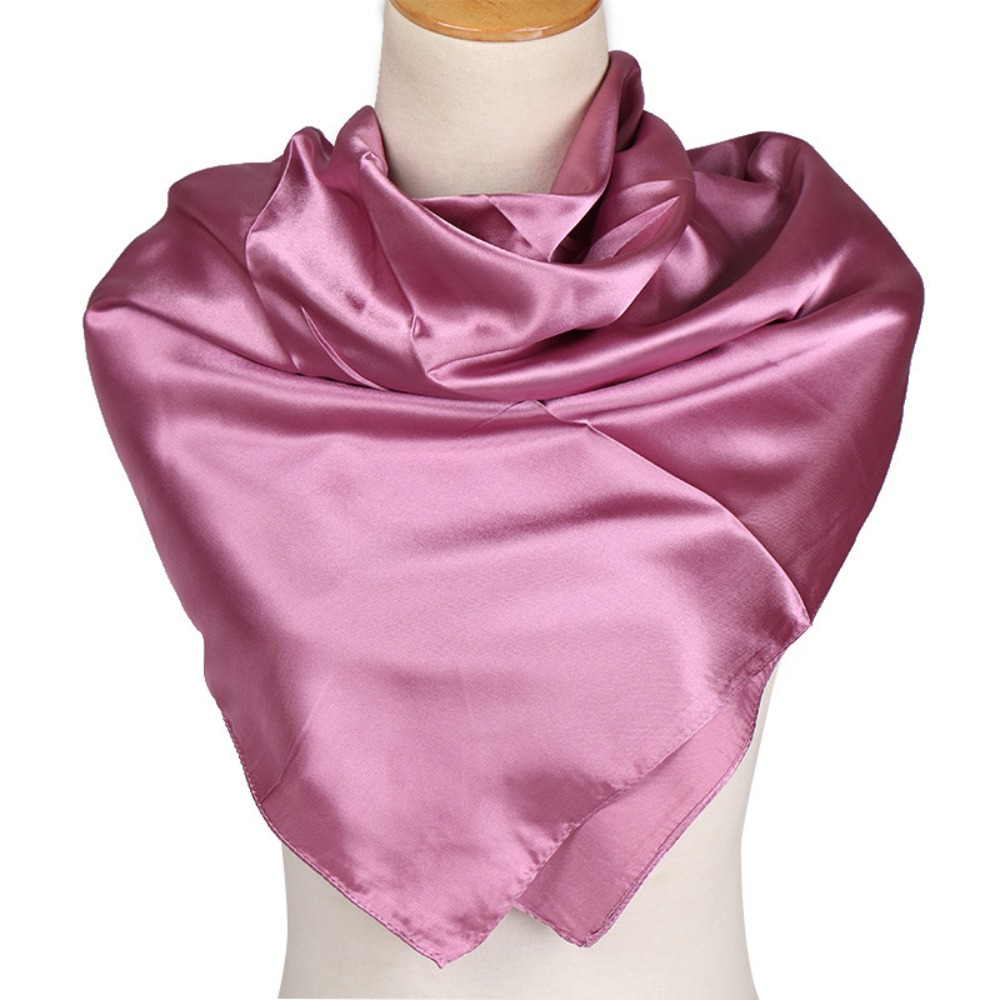 女性ソリッドカラー模造シルクサテンスクエアターバンヘッドラッ - Silk Scarf Square のレビューと価格