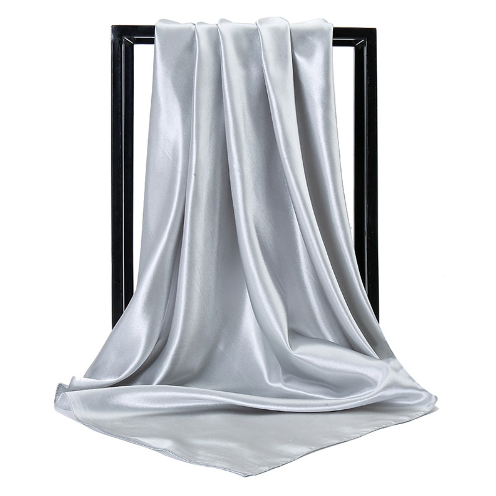 女性ソリッドカラー模造シルクサテンスクエアターバンヘッドラッ - Silk Scarf Square のレビューと価格
